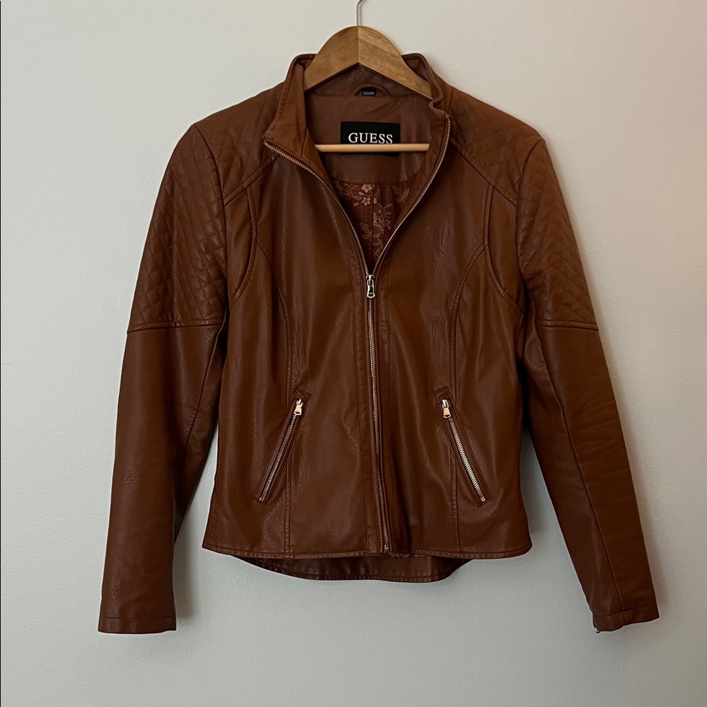 Guess Women's Rich Brown Leather Jacket
